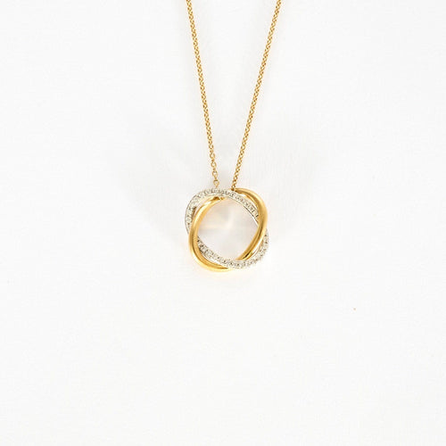 Collier POIRAY - Collier tresse or jaune, or blanc et diamants 58 Facettes DV12156-1
