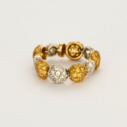 59 CHANTECLER- Bagues souples en or jaune et or gris, diamants et saphirs jaune 58 Facettes DV0956-1-59-2