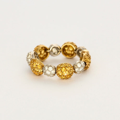 59 CHANTECLER- Bagues souples en or jaune et or gris, diamants et saphirs jaune 58 Facettes DV0956-1-59-2