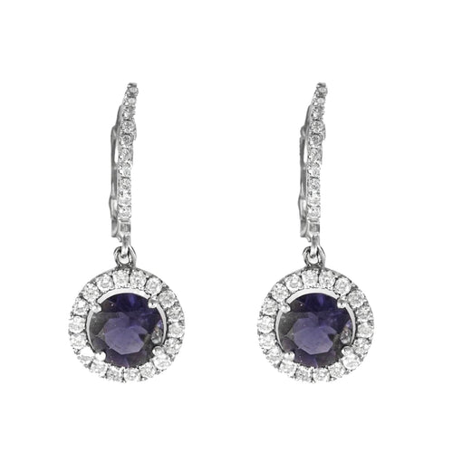 Boucles d'oreilles HULCHI BELLUNI  - Boucles d'oreilles en or gris diamants et tanzanite 58 Facettes DV11120-3