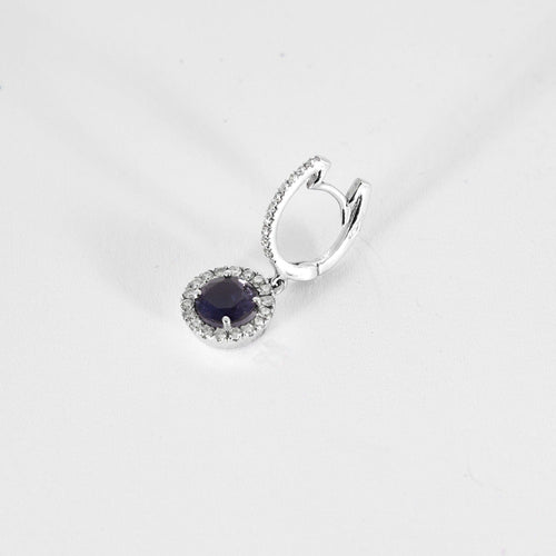 Boucles d'oreilles HULCHI BELLUNI  - Boucles d'oreilles en or gris diamants et tanzanite 58 Facettes DV11120-3