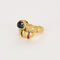 Bague 52 Bague jonc croisé en or jaune, diamants, saphir, rubis et émeraude 58 Facettes DV0302-5-52-1