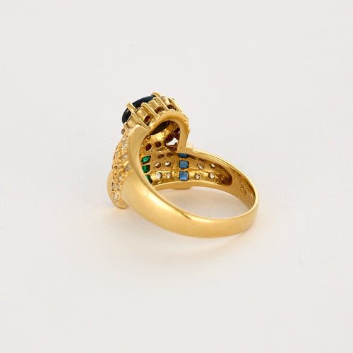 Bague 52 Bague jonc croisé en or jaune, diamants, saphir, rubis et émeraude 58 Facettes DV0302-5-52-1