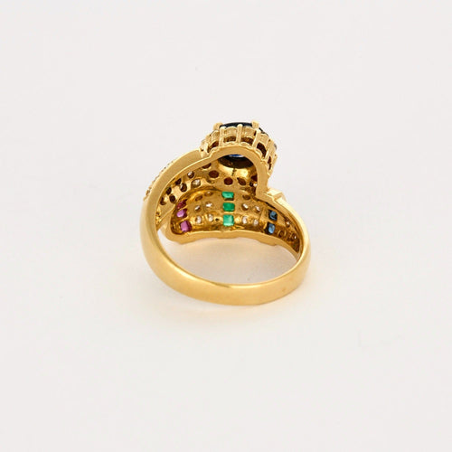 Bague 52 Bague jonc croisé en or jaune, diamants, saphir, rubis et émeraude 58 Facettes DV0302-5-52-1