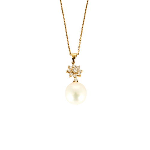 Collier Collier en or jaune diamants et perle de culture 58 Facettes DV12218-2