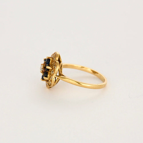 Bague 53 Bague fleur en or jaune, saphir et diamants 58 Facettes DV11262-5-53-2