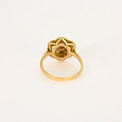 Bague 53 Bague fleur en or jaune, saphir et diamants 58 Facettes DV11262-5-53-2