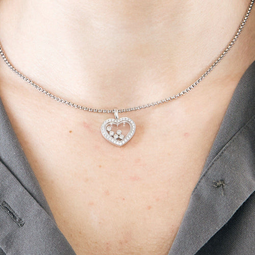 Collier CHOPARD - HAPPY DIAMOND - HEART - Collier or gris et diamants 58 Facettes DV0958-1