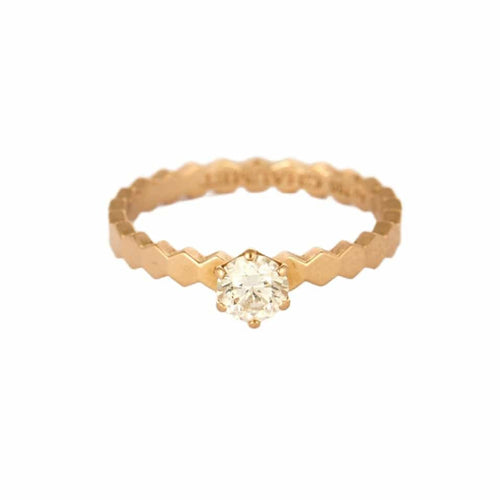 Bague 50 CHAUMET - Bague Solitaire Bee my Love or rose et diamants 58 Facettes DV7745-2