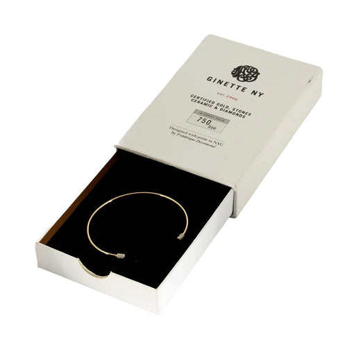 Bracelet GINETTE NY -  “Single diamond choker bangle” - Bracelet jonc en or rose et diamants 58 Facettes DV11308-1