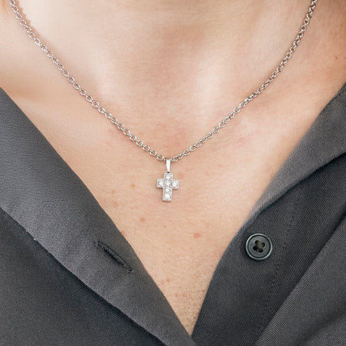 Collier CARTIER - Collier croix or blanc et diamants 58 Facettes DV11712-2