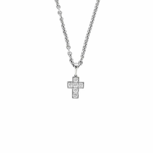 Collier CARTIER - Collier croix or blanc et diamants 58 Facettes DV11712-2
