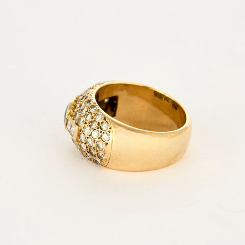 Bague 52 Bague dome, or jaune, saphir et diamants 58 Facettes DV10865-1-52-1