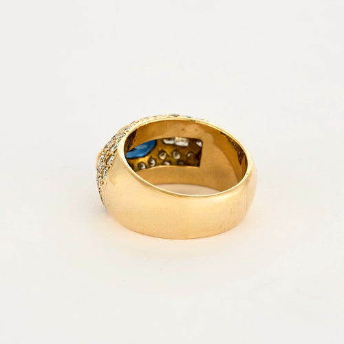 Bague 52 Bague dome, or jaune, saphir et diamants 58 Facettes DV10865-1-52-1