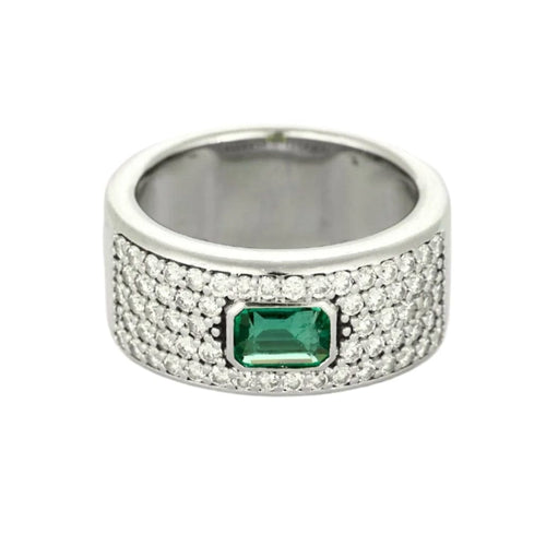 Bague 55 Bague or blanc, émeraude et diamants 58 Facettes DV11476-3-DV0882-1