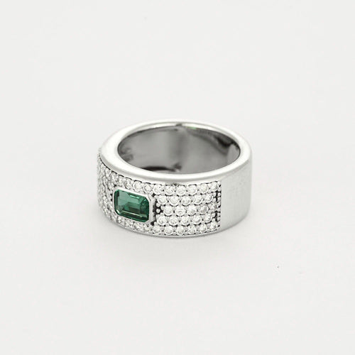 Bague 55 Bague or blanc, émeraude et diamants 58 Facettes DV11476-3-DV0882-1