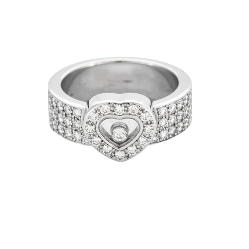 Bague 52 CHOPARD - Happy diamond Heart - Bague en or gris et diamants 58 Facettes DV12128-1-52-1