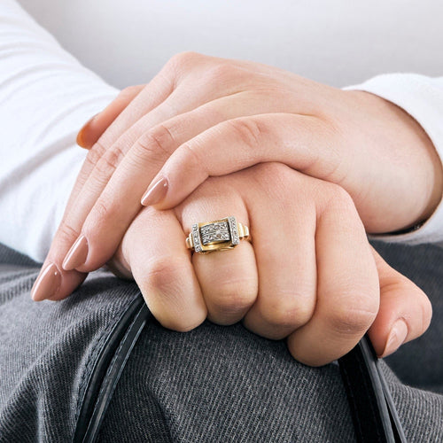 Bague 52 Bague en platine, or jaune et diamants 58 Facettes DV9692-12-52-2