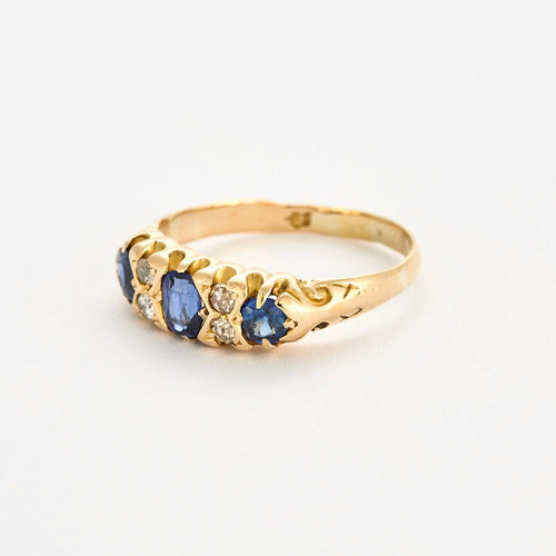 Bague 50 Bague jarretière or jaune saphirs et diamants 58 Facettes DV4440-14-50-2