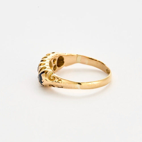 Bague 50 Bague jarretière or jaune saphirs et diamants 58 Facettes DV4440-14-50-2