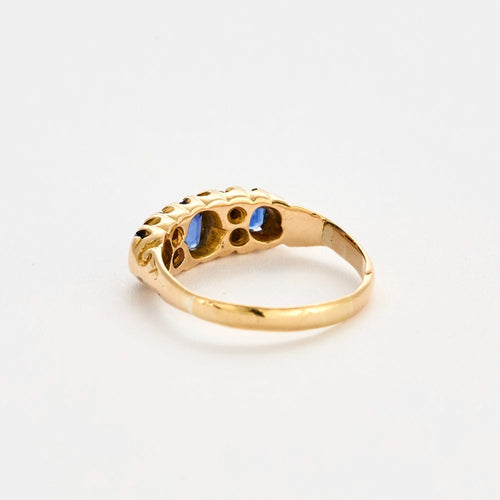 Bague 50 Bague jarretière or jaune saphirs et diamants 58 Facettes DV4440-14-50-2
