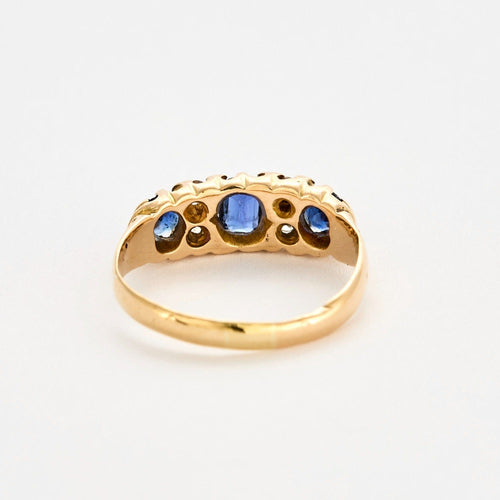 Bague 50 Bague jarretière or jaune saphirs et diamants 58 Facettes DV4440-14-50-2