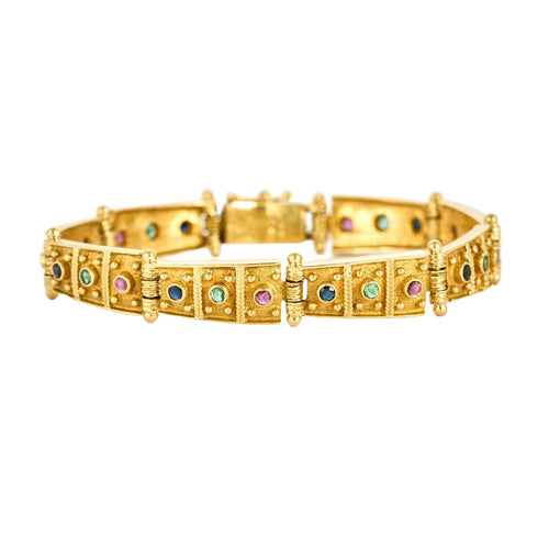 Bracelet Bracelet en or jaune , rubis, saphir, émeraude 58 Facettes DV12511-5