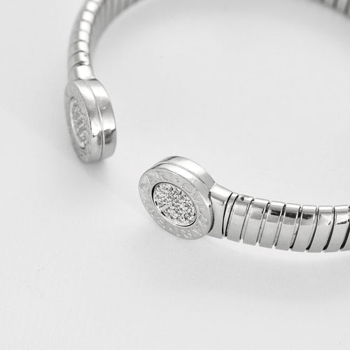 Bracelet Bulgari Bracelet BULGARI - Bracelet ouvert or gris et diamants 58 Facettes DV12366-1