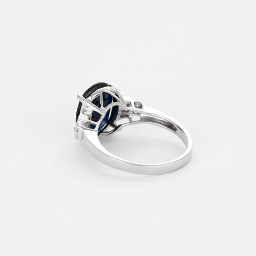 Bague 53 Bague solitaire en or gris avec saphir épaulé de diamants 58 Facettes DV0120-16-53-2