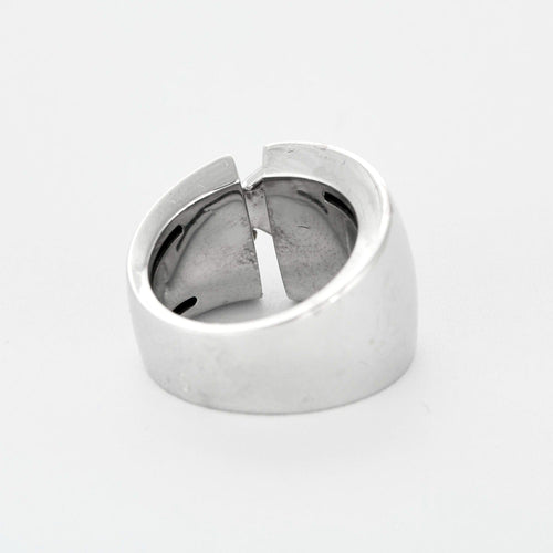Bague 52 CHAUMET - Lien -  Large Bague en or gris serti d'un lien orné de petits diamants 58 Facettes DV11308-2-52-9