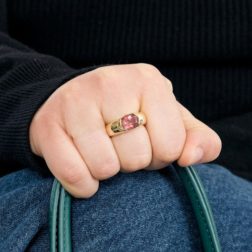Bague 52 Bague en or jaune tourmaline rose 58 Facettes DV12511-6-52-1