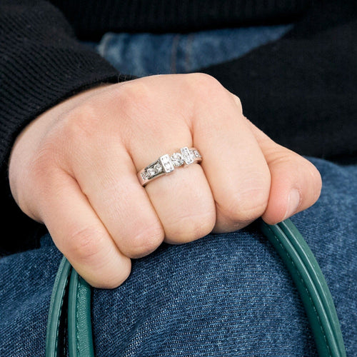 Bague 53 Bague Jonc en or gris et diamants 58 Facettes DV2004-11-53-10