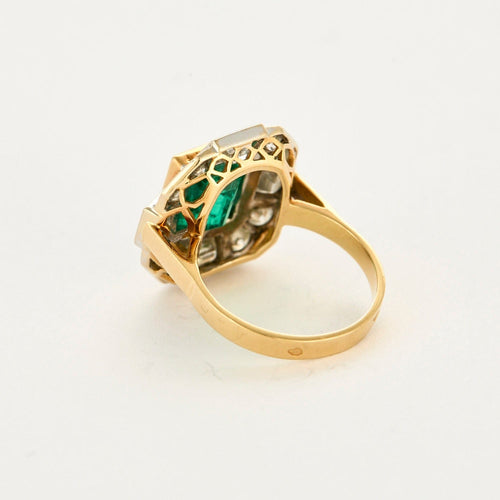Bague 52 Bague or jaune  Émeraude de Colombie et diamants 58 Facettes DV11451-7-52-2