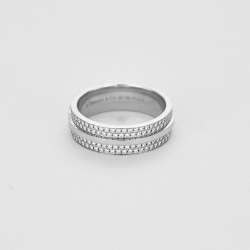 Bague 51 TIFFANY & CO - Collection Tiffany T - Bague en or blanc et diamants 58 Facettes DV11607-1-51-2
