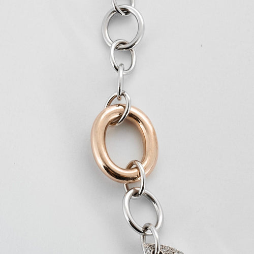 Collier Collier en or jaune et or gris à maillons rond et diamants 58 Facettes DV3580-3