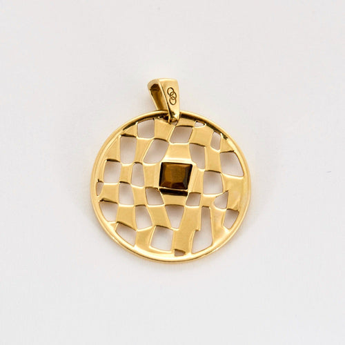 Pendentif Pendentif en or jaune et quartz oeil de tigre 58 Facettes DV0974-3