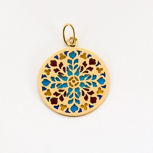 Pendentif Pendentif Vitrail en or jaune et émail plique à jour 58 Facettes DV0974-5