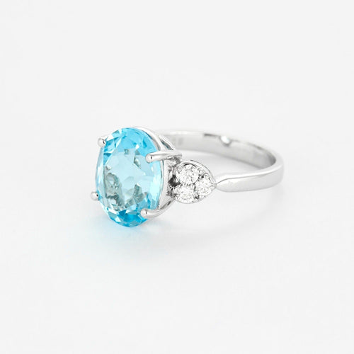 Bague 52 Bague en or gris topaze et diamants 58 Facettes DV0975-3-52-2