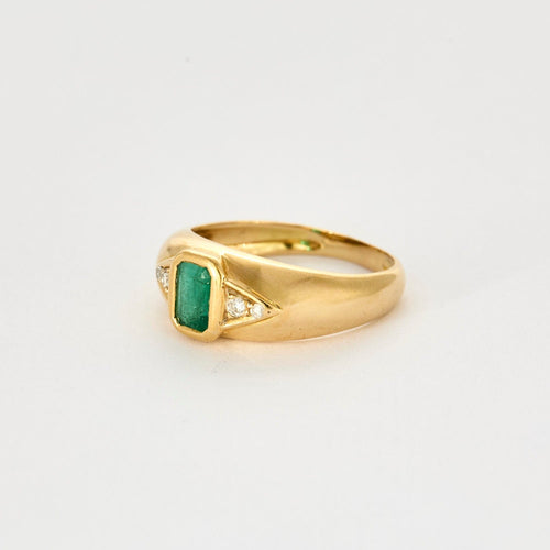 Bague 56 Bague jonc, or jaune, émeraude  et diamants 58 Facettes DV0943-3-56-3