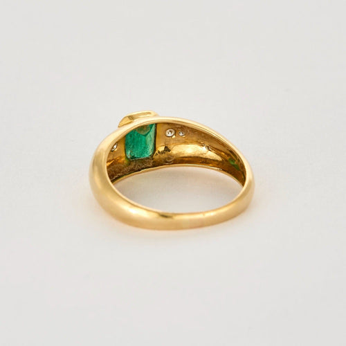 Bague 56 Bague jonc, or jaune, émeraude  et diamants 58 Facettes DV0943-3-56-3