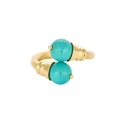 Bague 52 Bague “Toi et moi” en or jaune et turquoise 58 Facettes DV10817-4-52-1
