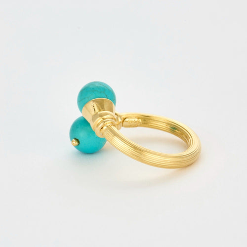 Bague 52 Bague “Toi et moi” en or jaune et turquoise 58 Facettes DV10817-4-52-1