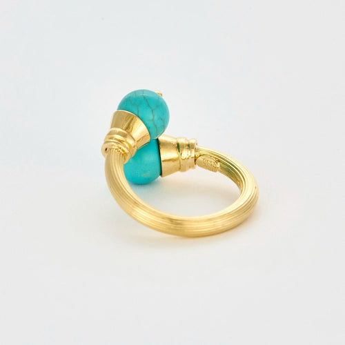 Bague 52 Bague “Toi et moi” en or jaune et turquoise 58 Facettes DV10817-4-52-1