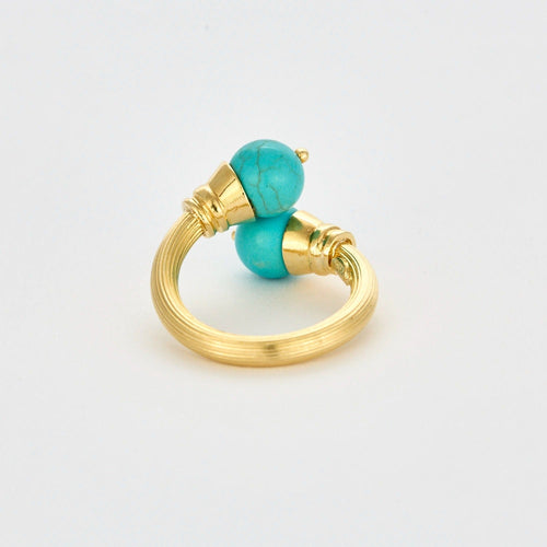 Bague 52 Bague “Toi et moi” en or jaune et turquoise 58 Facettes DV10817-4-52-1