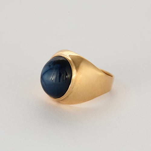 Bague 49 Bague chevalière en or jaune et saphir étoilé 58 Facettes DV5390-13-49-2
