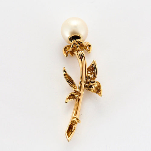Broche Broche "Tournesol" en or jaune, diamants, perle de culture des Mers du Sud 58 Facettes DV0978-8