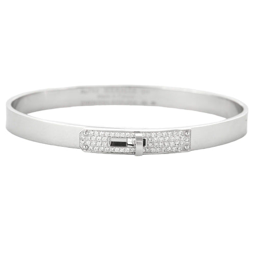 Bracelet HERMES - Kelly - Petit modèle - Bracelet en or gris et diamants 58 Facettes DV0707-5