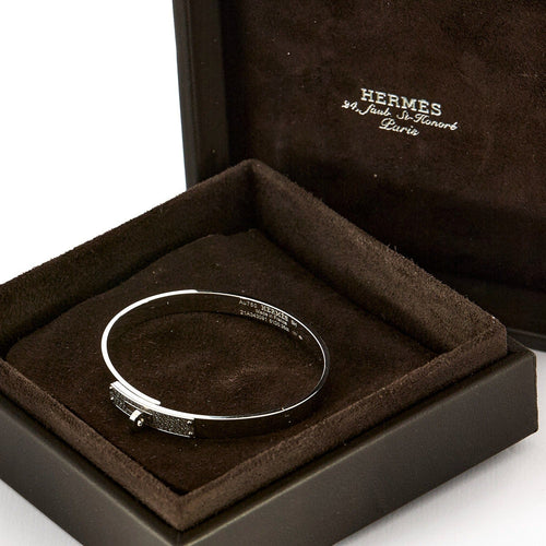 Bracelet HERMES - Kelly - Petit modèle - Bracelet en or gris et diamants 58 Facettes DV0707-5
