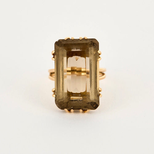 Bague 56 Bague cocktail en or jaune et quartz fumé 58 Facettes DV0989-1
