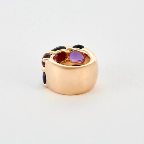 Bague 48 POMELLATO - Sassi - Large bague or jaune, améthyste, tourmalises et grenats. 58 Facettes DV0947-2-48-2